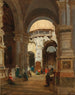 Rom eine Szene in der Kirche Santa Maria del Popolo im Hintergrund die Orgelgalerie mit den Wappen von Giulio II della Rovere - Luigi Marchesi — Ansicht des Kunstwerks