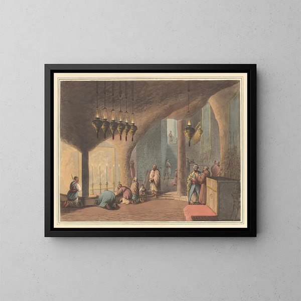 Die Grotte der Geburt - Luigi Mayer — gerahmtes Bild an der Wand