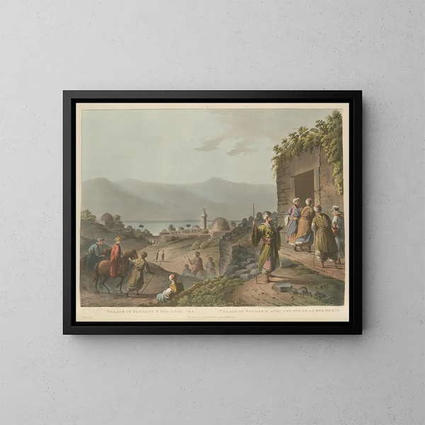 Dorf von Béthanie und dem Toten Meer - Luigi Mayer — gerahmtes Bild an der Wand