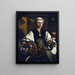 Portrait einer Dame beim Spinnen - Maarten van Heemskerck — gerahmtes Bild an der Wand