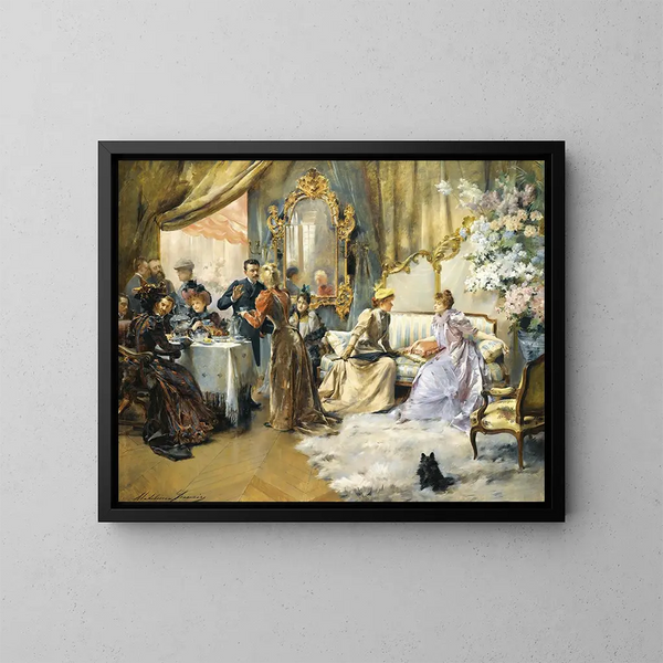 Das Frühstück im Salon des Malers - Madeleine Jeanne Lemaire — gerahmtes Bild an der Wand