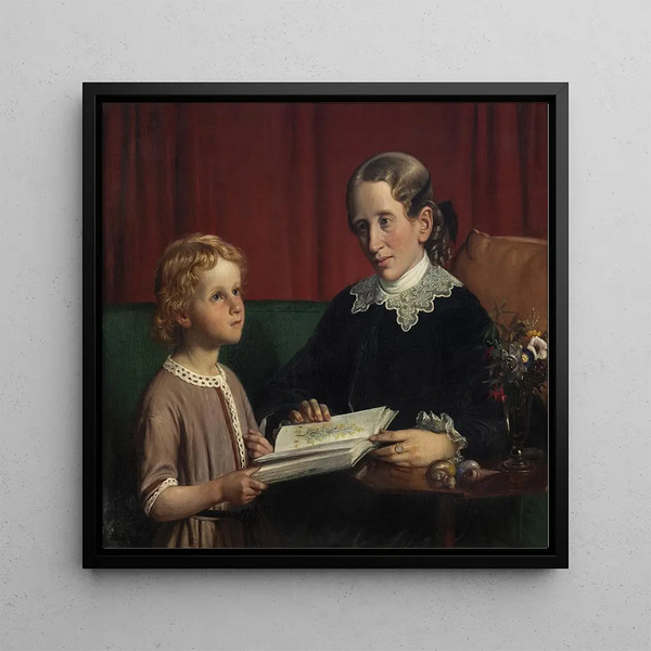Mademoiselle Annette Hage 1814-1857 montre à son neveu Hother Hage 1849-1904 un livre sur les plantes - Wilhelm Marstrand
