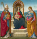 Madone und Kind mit Heiligen Justus von Volterra und Margarete von Antiochien - Bastiano Mainardi — Ansicht des Kunstwerks