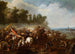 Eskarmusch der Kavallerie in einer weiten Landschaft mit Dorf in der Ferne - Stil von Adam Frans van der Meulen — Ansicht des Kunstwerks