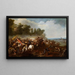 Eskarmusch der Kavallerie in einer weiten Landschaft mit Dorf in der Ferne - Stil von Adam Frans van der Meulen — gerahmtes Bild an der Wand