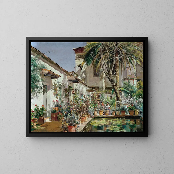 Premier atrium du couvent de Santa Paula à Séville - Manuel García y Rodríguez — gerahmtes Bild an der Wand