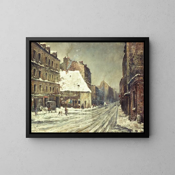La Rue du Mont-Cenis, effet de neige - Léon Cogniet — gerahmtes Bild an der Wand