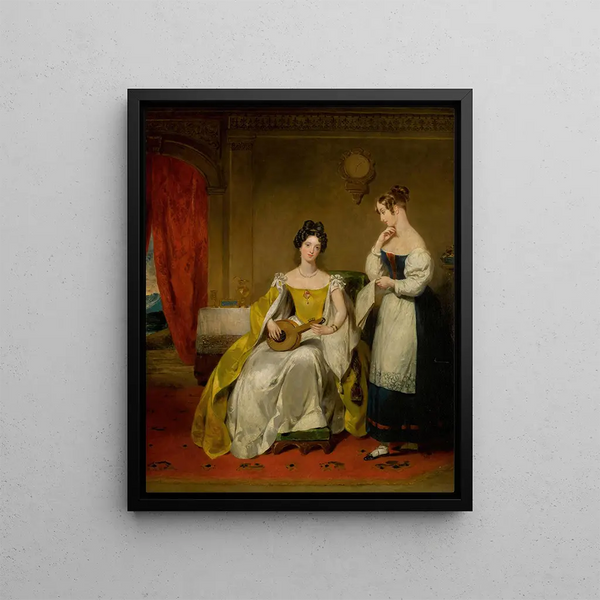 Margaret Sarah Carpenter - An Elegant Interior With A Young Lady Holding A Small Guitar.webp