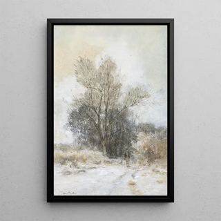 Maria Bildersvan Bosse - Wandelaar in de sneeuw bij de rand van een bos.webp