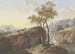 Landschaft mit einem Wasserfall, über den eine Brücke führt, links ein Bauer, der zwei Kühe unten führt, im Hintergrund eine Ruine - Maria Dorothea Wagner — Ansicht des Kunstwerks