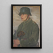 Soldat mit Stahlhelm und Gasmaske nach 1914 - Maria Marga Thomas — gerahmtes Bild an der Wand