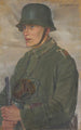 Soldat mit Stahlhelm und Gasmaske nach 1914 - Maria Marga Thomas — Ansicht des Kunstwerks