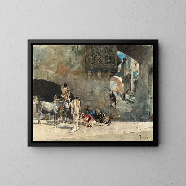 Eine Straße in Tanger - Mariano Fortuny Marsal — gerahmtes Bild an der Wand