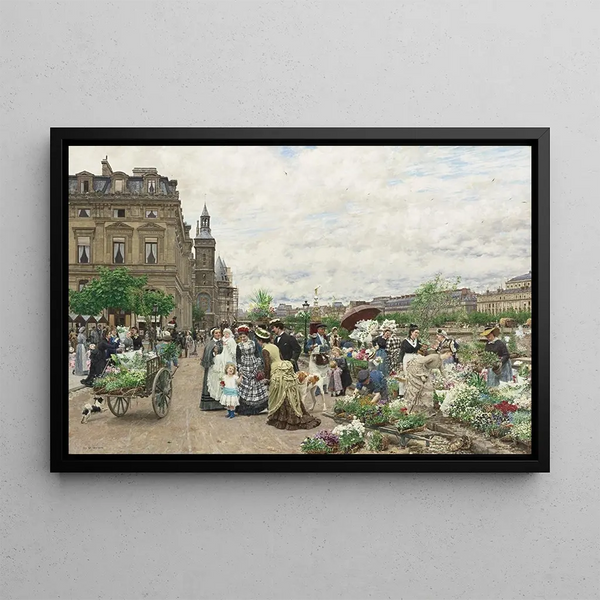 Der Quai aux Fleurs - Marie-François Firmin-Girard — gerahmtes Bild an der Wand