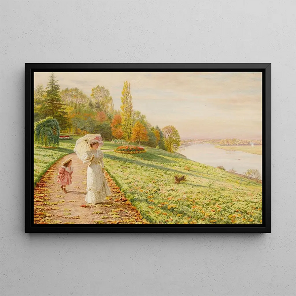 Herbstspaziergang - Marie-François Firmin-Girard — gerahmtes Bild an der Wand