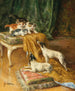 Zwei Jack Russell und drei Kätzchen - Marie-Yvonne Laur — Ansicht des Kunstwerks