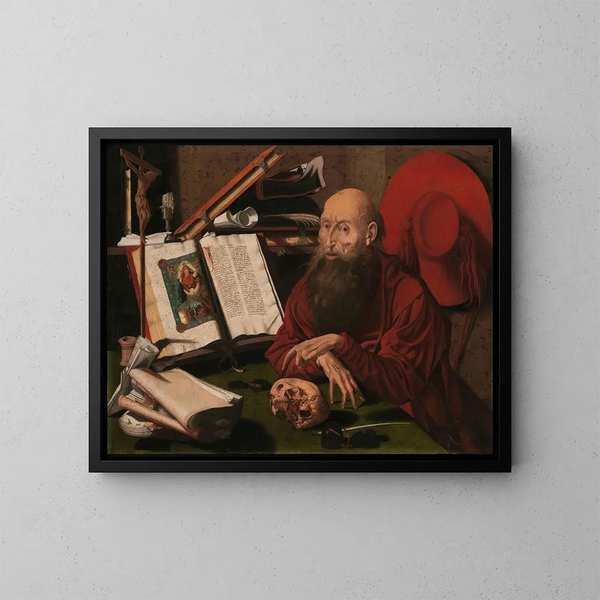 Saint Jérôme dans son étude - Marinus van Reymerswaele — gerahmtes Bild an der Wand