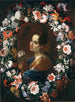 Portrait einer Dame umgeben von einer Blumenkranz - Mario Nuzzi — Ansicht des Kunstwerks