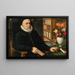 L: Portrait eines Gelehrten, wahrscheinlich Carolus Clusius (Charles de L'Escluse), Arras 1526-1609, Leyde - Marten Van Valckenborch — gerahmtes Bild an der Wand