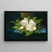 Großes Magnolien-Gemälde auf blauen Samtstoff - Martin Johnson Heade — gerahmtes Bild an der Wand