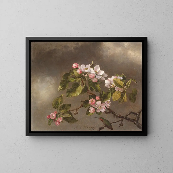 Kolibri und Apfelblüten - Martin Johnson Heade — gerahmtes Bild an der Wand