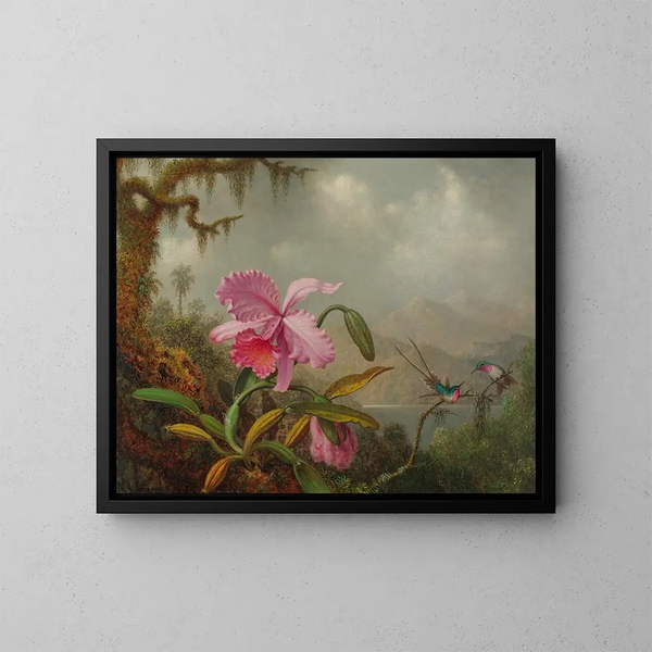 Orchideen und Kolibris - Martin Johnson Heade — gerahmtes Bild an der Wand