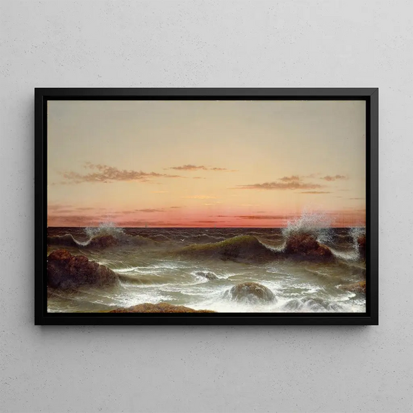 Meereslandschaft bei Sonnenuntergang - Martin Johnson Heade — gerahmtes Bild an der Wand
