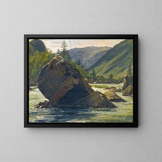 Martinus Rrbye - An Erratic Rock In The Rapids.webp