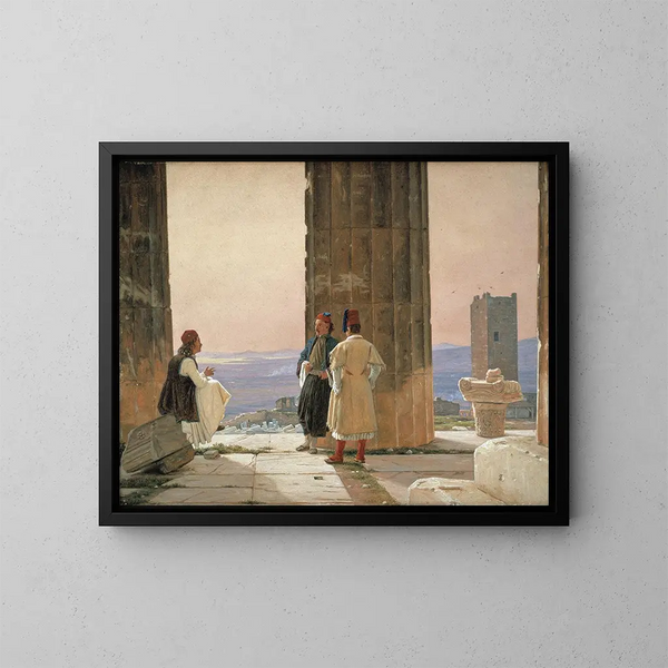 Die Aussicht vom Tempel der Athena auf der Akropolis - Martinus Rørbye — gerahmtes Bild an der Wand