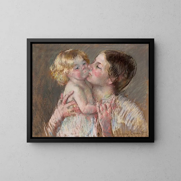 Ein Kuss für Baby Ann Nr. 3 - Mary Cassatt — gerahmtes Bild an der Wand