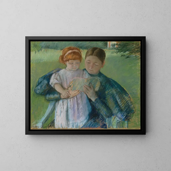 Krankenschwester liest einem kleinen Mädchen vor - Mary Cassatt — gerahmtes Bild an der Wand