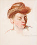 Skizze des Kopfes von Mutter Jeanne, die nach unten schaut - Mary Cassatt — Ansicht des Kunstwerks