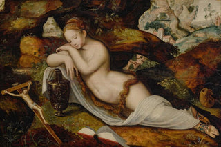 Master Of The Prodigal SonFlemish - Mary Magdalene Sleeping In A Grotto A Hilly Landscape Beyond.webp