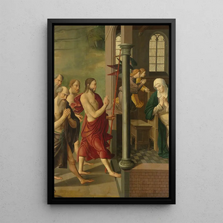 Master of Alkmaar - Panel of an Altarpiece with Dispute with the Doctors on verso is Appearance of Christ to his Mother.webp