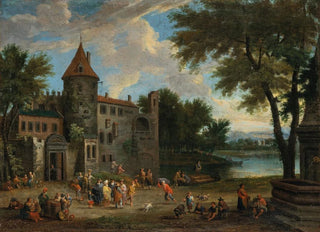 Mathijs Schoevaerdts - Oriental Merchants outside a castle.webp