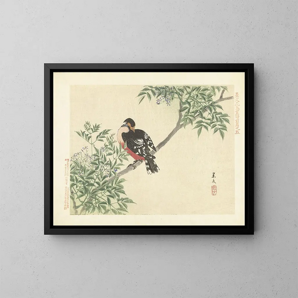 Sorbier und Pic mit weißem Rücken - Matsumura Keibun — gerahmtes Bild an der Wand