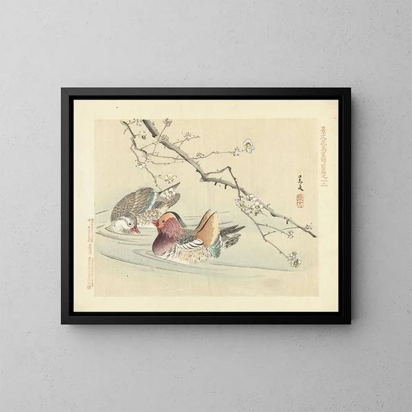 Pflaumenbaum und Mandarinduck - Matsumura Keibun — gerahmtes Bild an der Wand