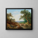 Ein Paar von Bauern mit einem Holzwagen in einer weiten Landschaft an der Donau - Matthias Rudolf Toma — gerahmtes Bild an der Wand