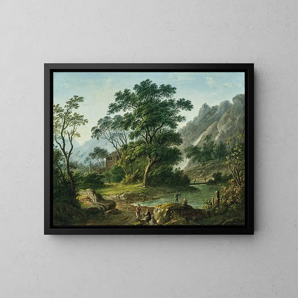 Reiseer, die sich an einem Bergsee ausruhen - Matthias Rudolf Toma — gerahmtes Bild an der Wand