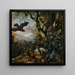Landschaft mit drogenabhängigen Vögeln in den Blumen und im Unterholz des Waldes - Matthias Withoos — gerahmtes Bild an der Wand