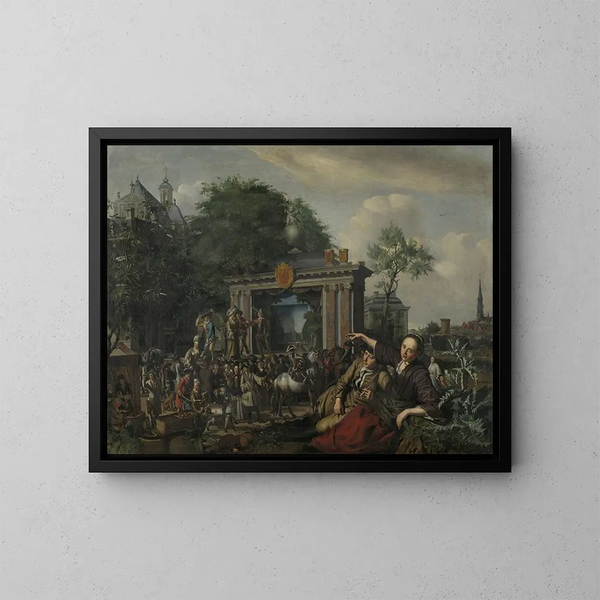 Theateraufführung im Freien - Matthijs Naiveu — gerahmtes Bild an der Wand