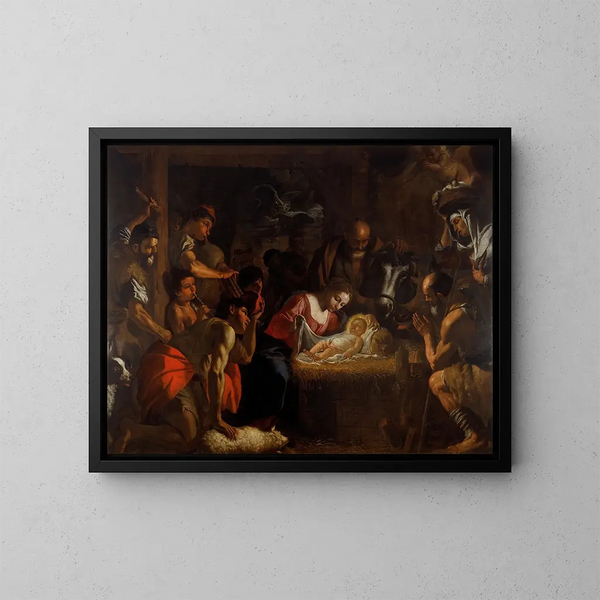 L'Adoration des bergers - Mattia Preti — gerahmtes Bild an der Wand
