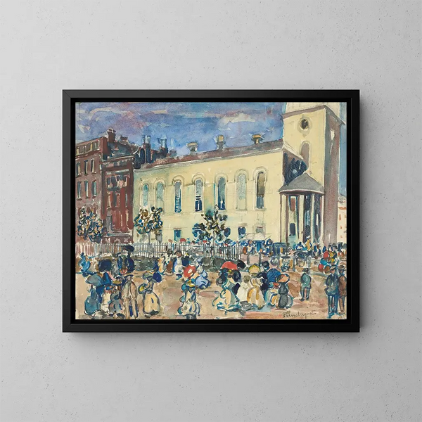Kirche von Park Street in Boston - Maurice Prendergast — gerahmtes Bild an der Wand