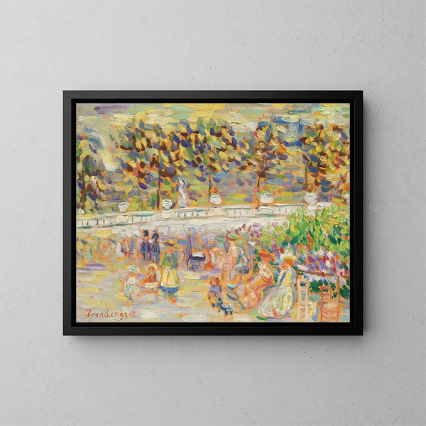 Sommer im Park Jardin du Luxembourg Paris - Maurice Prendergast — gerahmtes Bild an der Wand