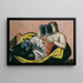Frau liegend mit Buch und Iris - Max Beckmann — gerahmtes Bild an der Wand