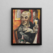 Selbstporträt mit Champagnerglas - Max Beckmann — gerahmtes Bild an der Wand