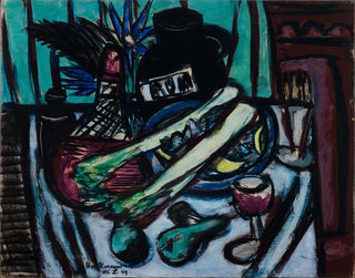 Stillleben mit Chianti-Flasche und Sellerie - Max Beckmann — Ansicht des Kunstwerks