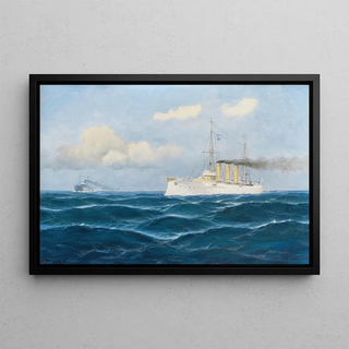 Max Jensen - The cruiser Nrnberg gives the order to stop to a merchant ship by flag signals.webp