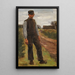 Landarbeiter stehend auf einem Weg - Max Liebermann — gerahmtes Bild an der Wand