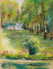 Der Garten der Künstler nach Osten gesehen von der Terrasse mit Blick auf die Birkenstraße und den Wannsee - Max Liebermann — Ansicht des Kunstwerks